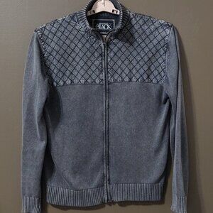Buckle Black Men's Full Zip Mock Neck Sweater Mottled Grey SIZE XL